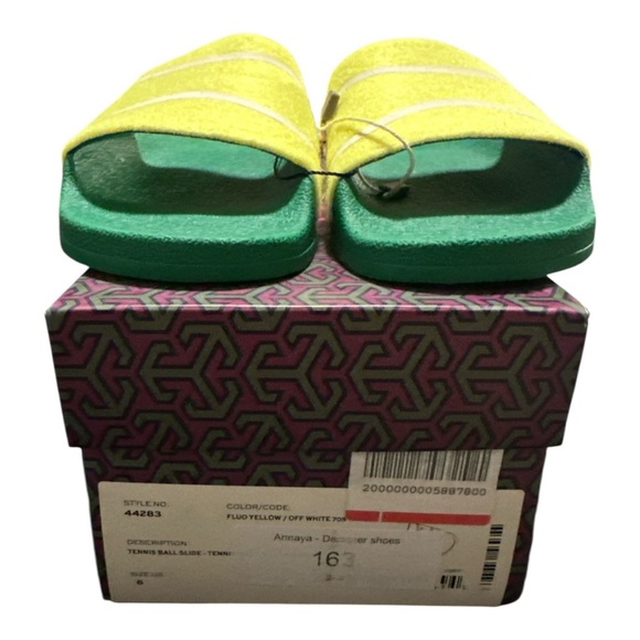 Tory Burch Tennis Ball Slide Sandals – Fluorescent Yellow/Green – Size 6 - Picture 2 of 7